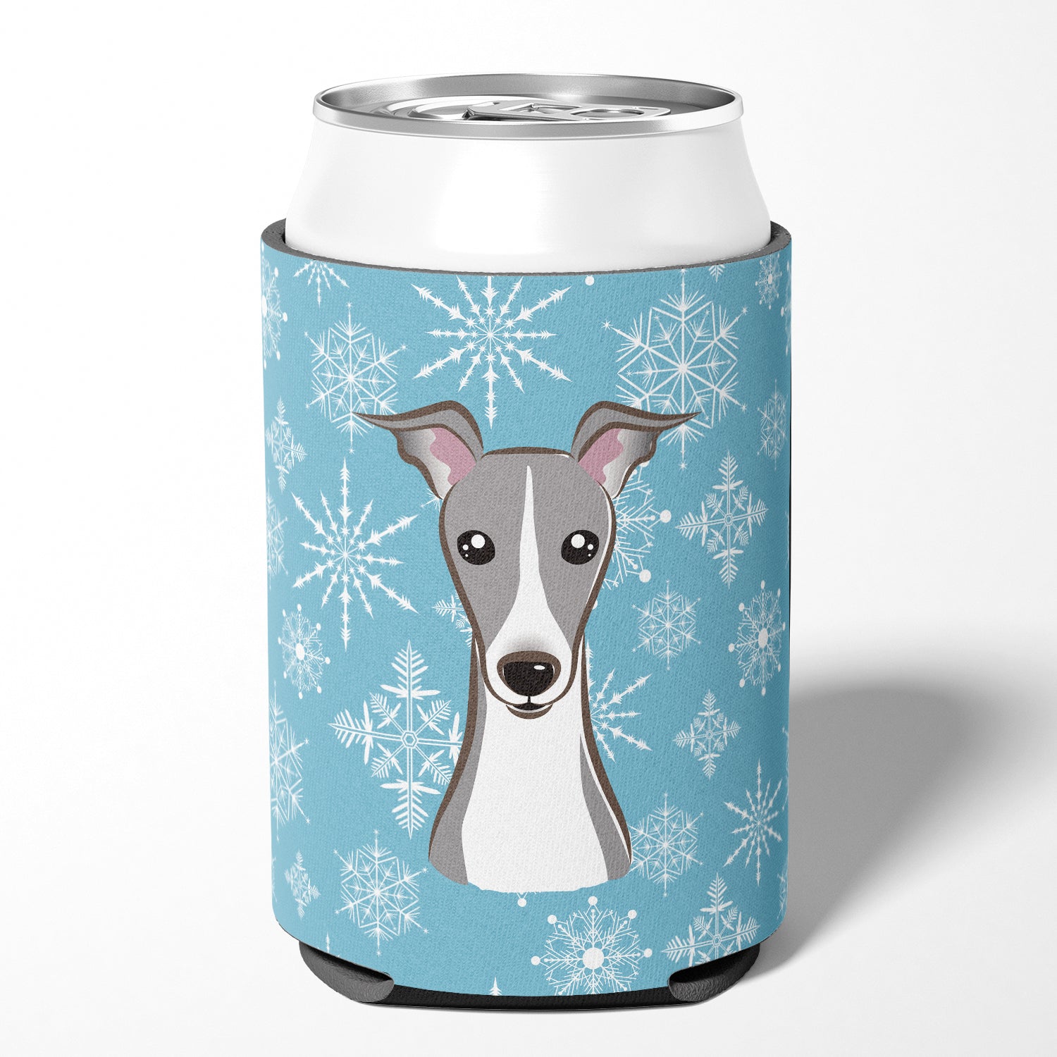 Snowflake Italian Greyhound Can or Bottle Hugger BB1670CC