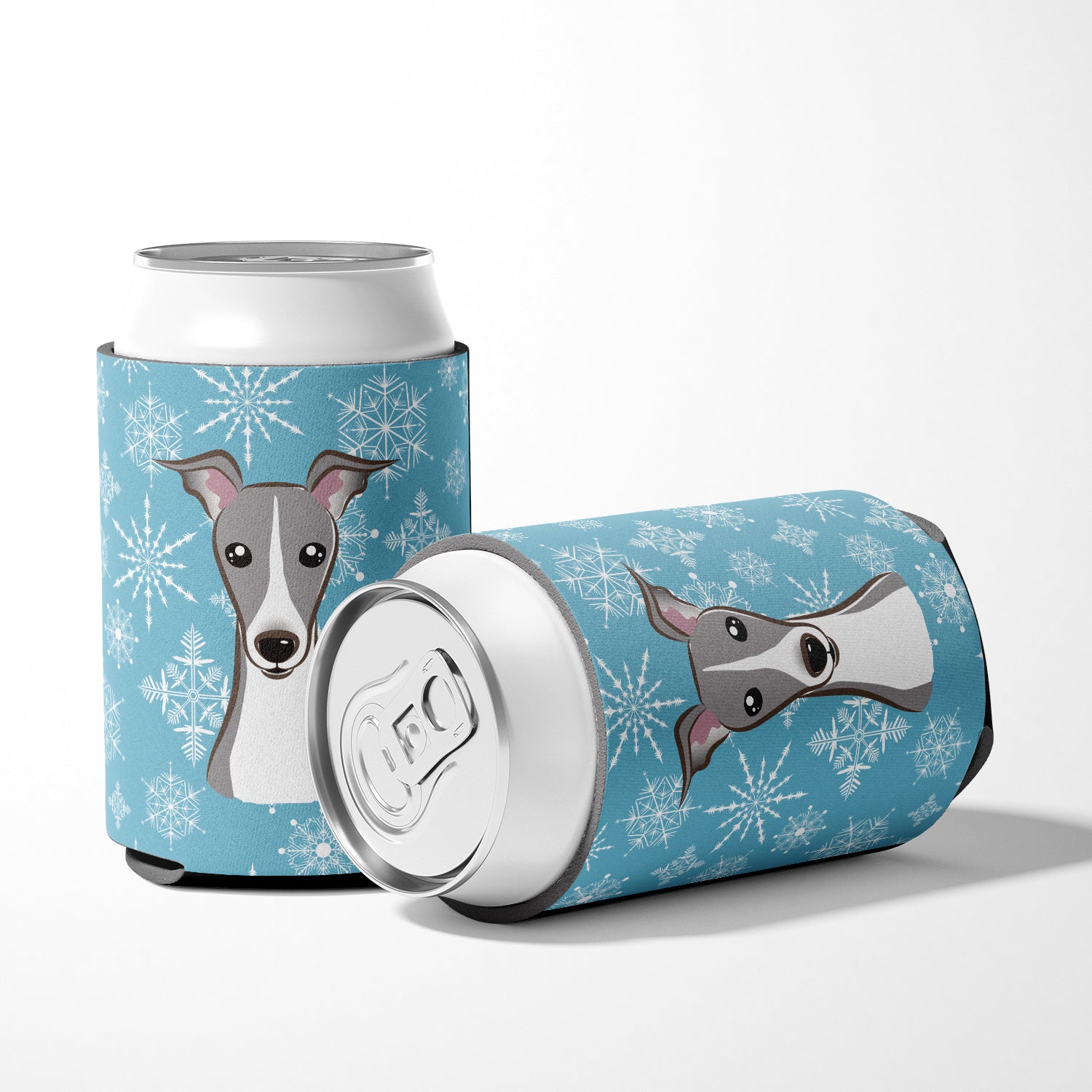 Snowflake Italian Greyhound Can or Bottle Hugger BB1670CC.