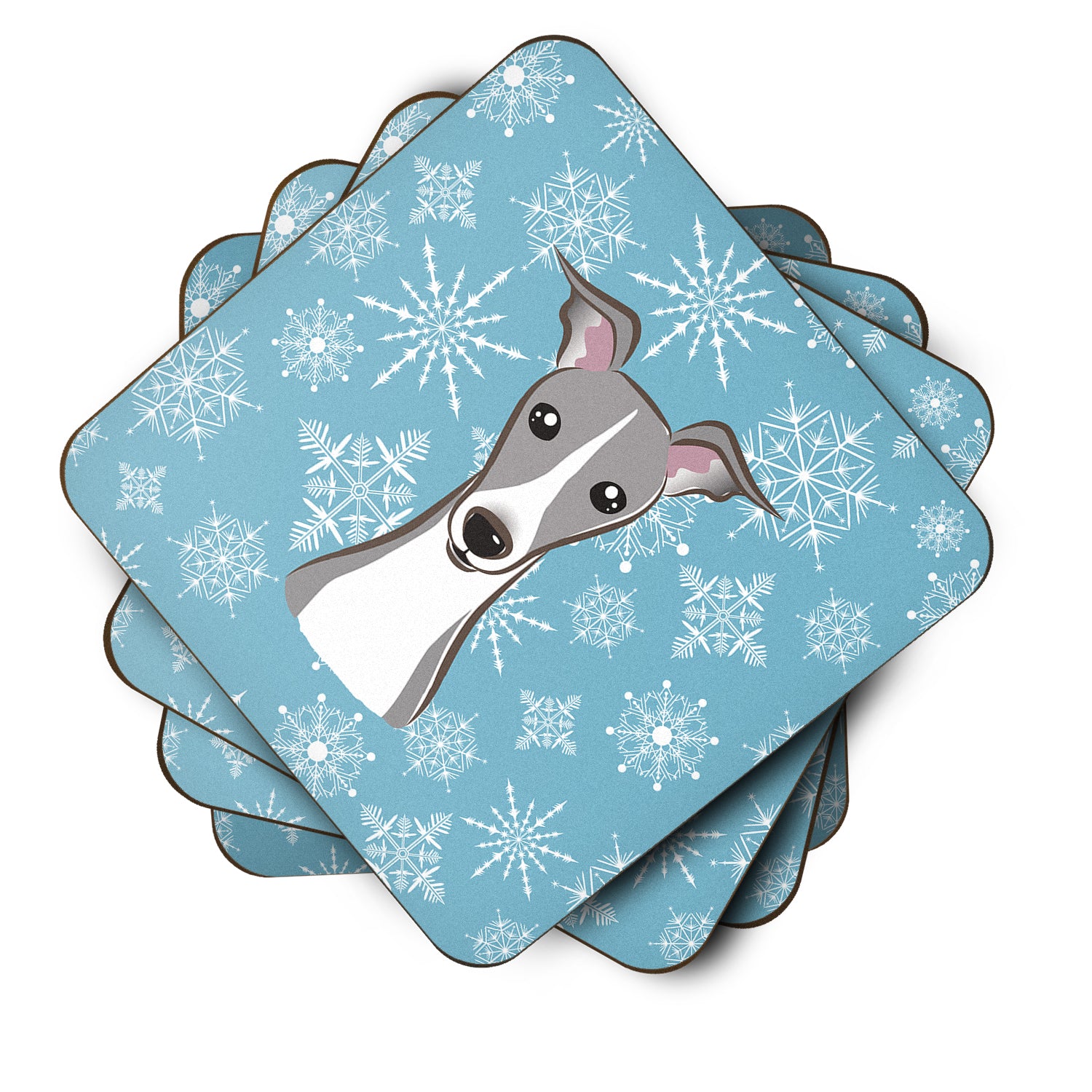 Set of 4 Snowflake Italian Greyhound Foam Coasters BB1670FC - the-store.com