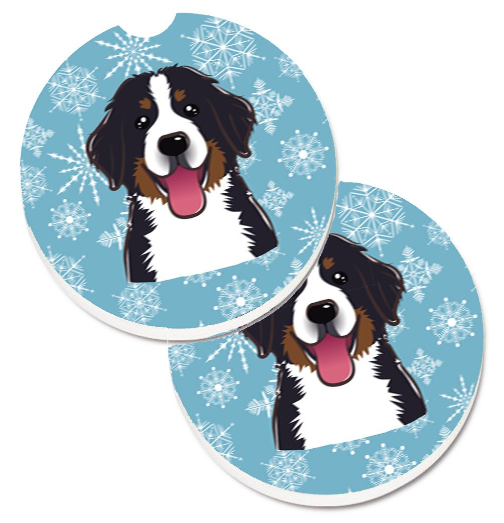 Snowflake Bernese Mountain Dog Set of 2 Cup Holder Car Coasters BB1671CARC by Caroline&#39;s Treasures