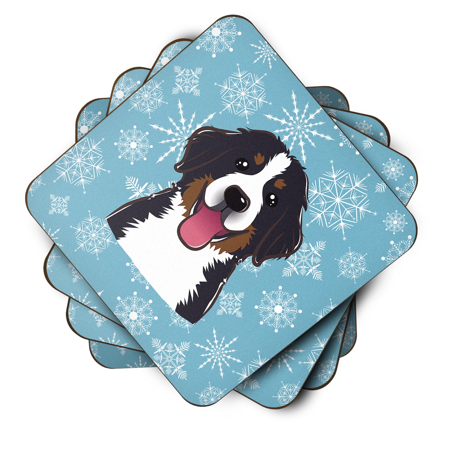 Set of 4 Snowflake Bernese Mountain Dog Foam Coasters BB1671FC - the-store.com