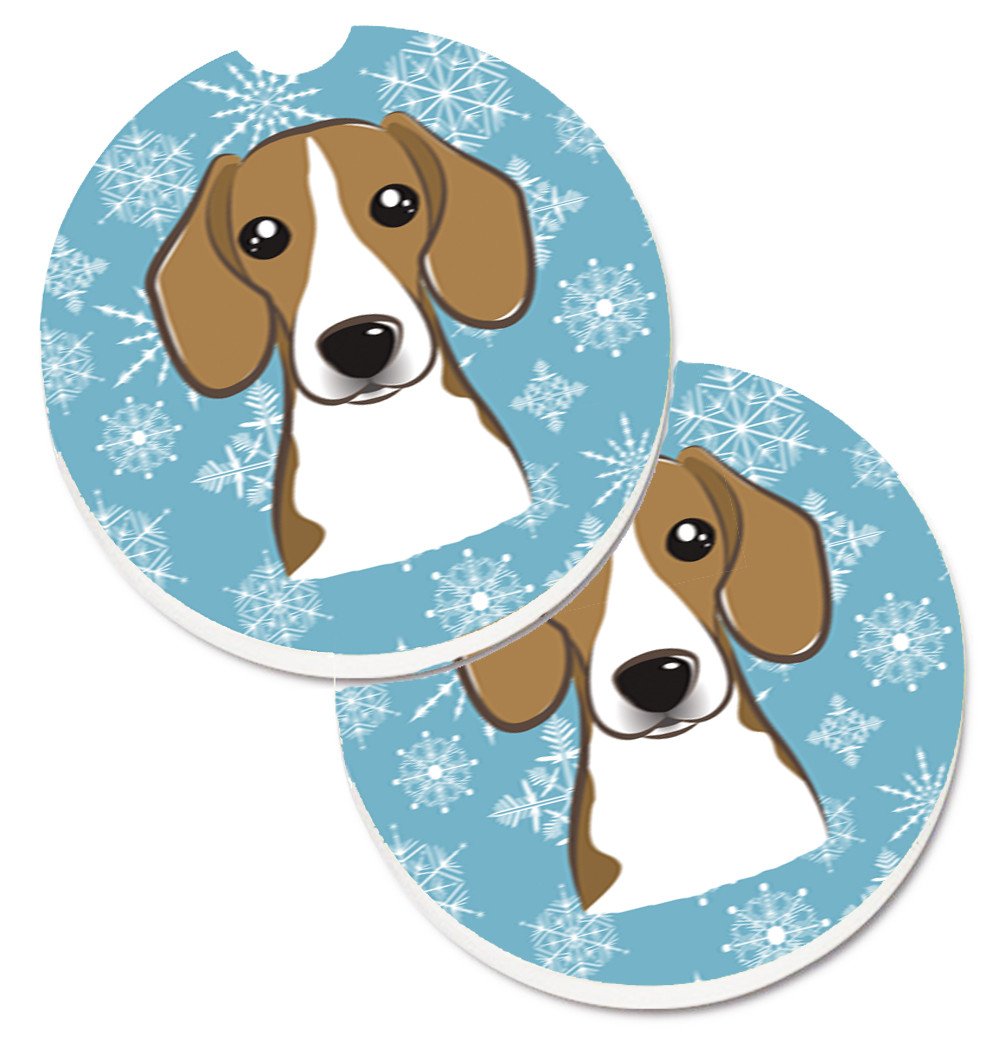 Snowflake Beagle Set of 2 Cup Holder Car Coasters BB1673CARC by Caroline&#39;s Treasures