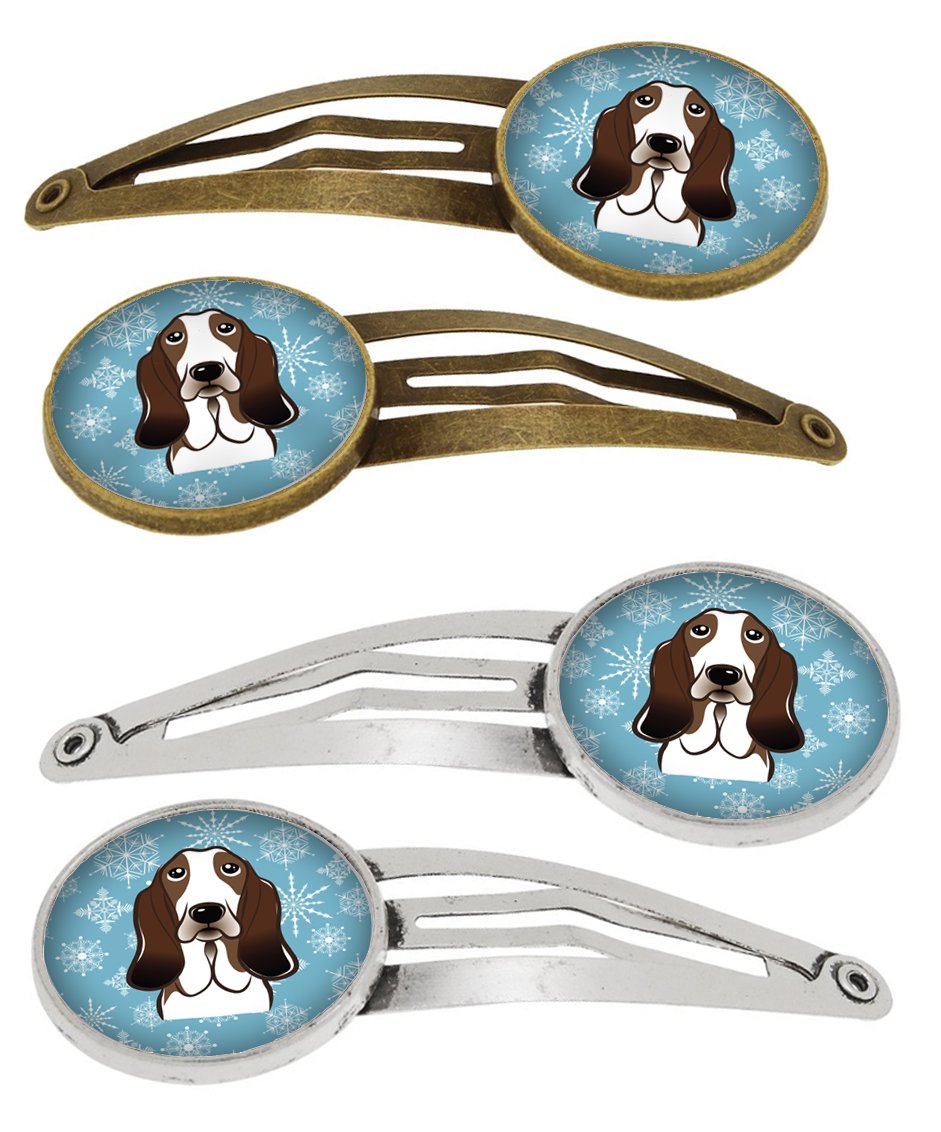 Snowflake Basset Hound Set of 4 Barrettes Hair Clips BB1677HCS4 by Caroline&#39;s Treasures