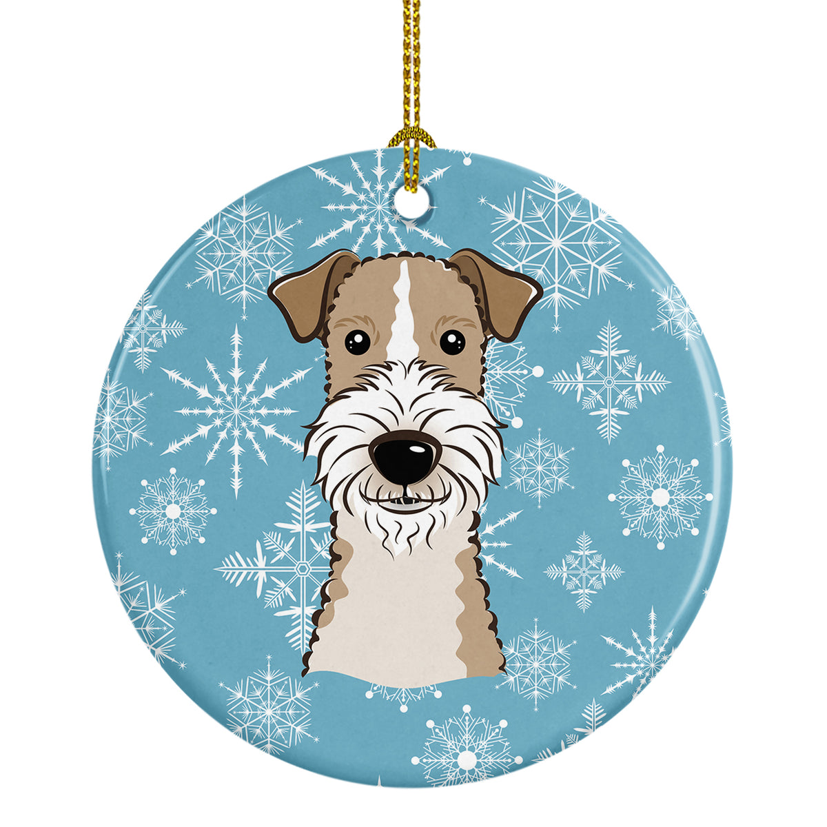 Snowflake Wire Haired Fox Terrier Ceramic Ornament BB1681CO1 - the-store.com