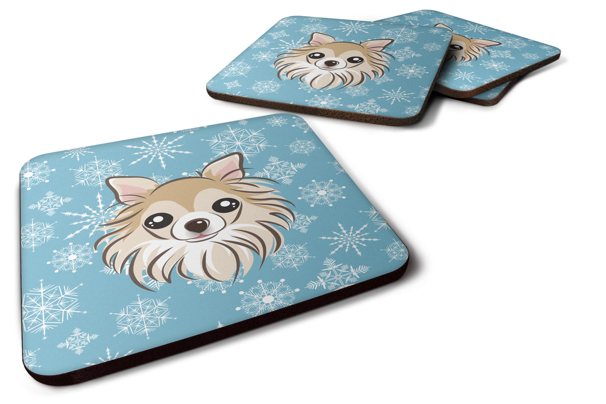 Set of 4 Snowflake Chihuahua Foam Coasters BB1685FC - the-store.com