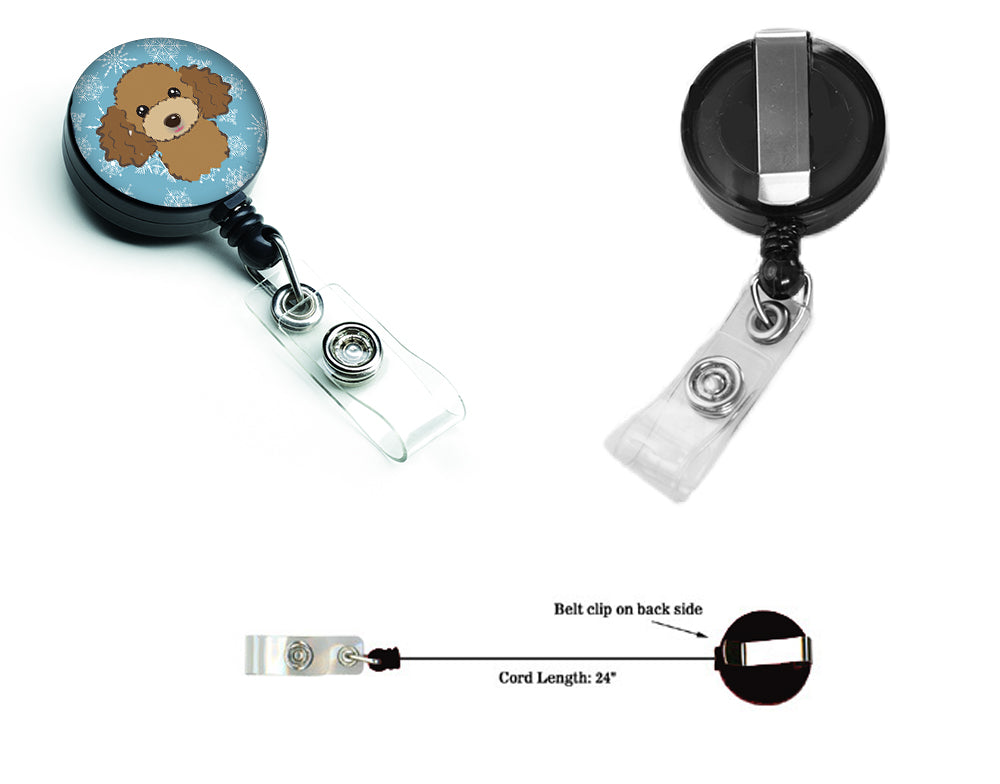 Snowflake Chocolate Brown Poodle Retractable Badge Reel BB1690BR
