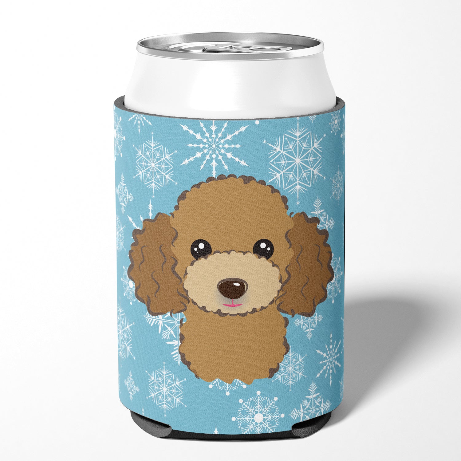 Snowflake Chocolate Brown Poodle Can or Bottle Hugger BB1690CC.