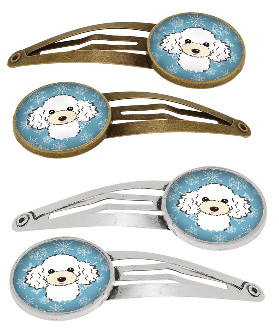 Snowflake White Poodle Set of 4 Barrettes Hair Clips BB1691HCS4 by Caroline&#39;s Treasures