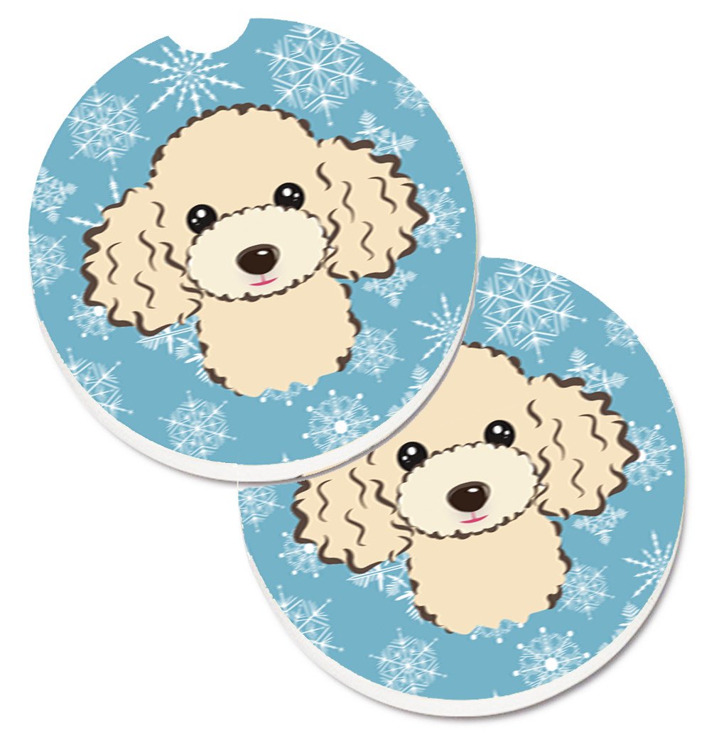 Snowflake Buff Poodle Set of 2 Cup Holder Car Coasters BB1692CARC by Caroline&#39;s Treasures