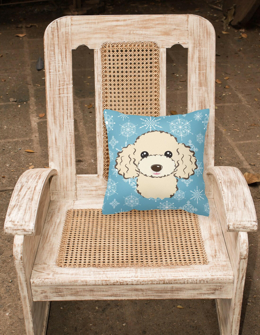 Snowflake Buff Poodle Fabric Decorative Pillow BB1692PW1414 - the-store.com