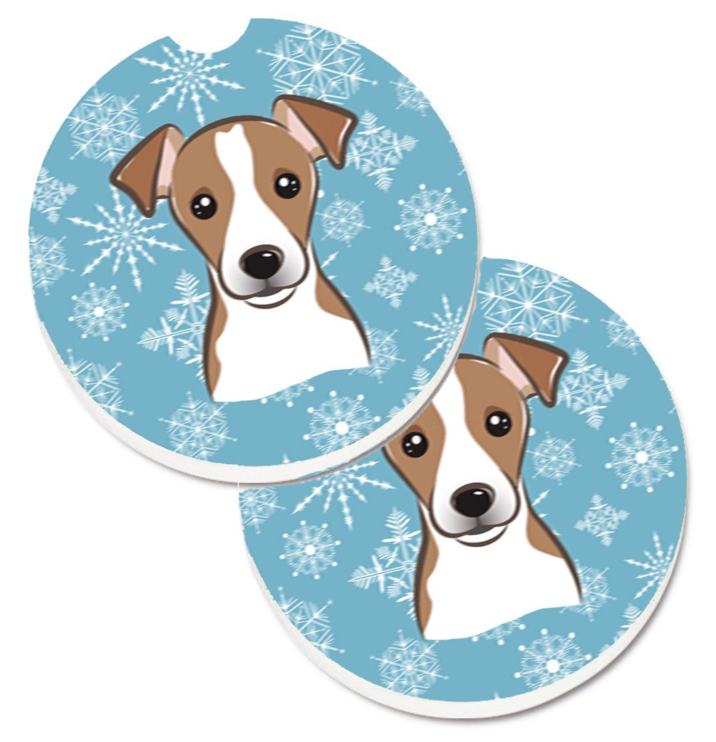 Snowflake Jack Russell Terrier Set of 2 Cup Holder Car Coasters BB1694CARC by Caroline&#39;s Treasures