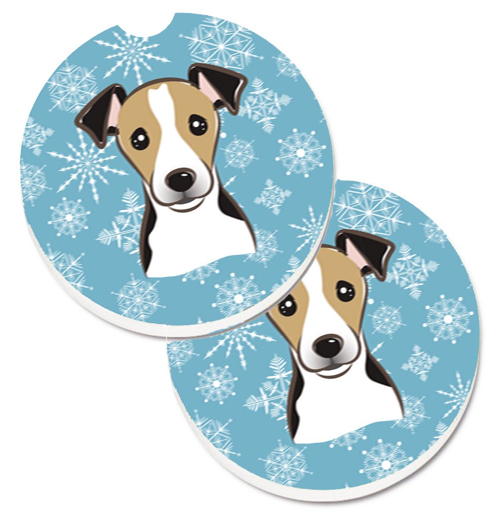 Snowflake Jack Russell Terrier Set of 2 Cup Holder Car Coasters BB1695CARC by Caroline&#39;s Treasures