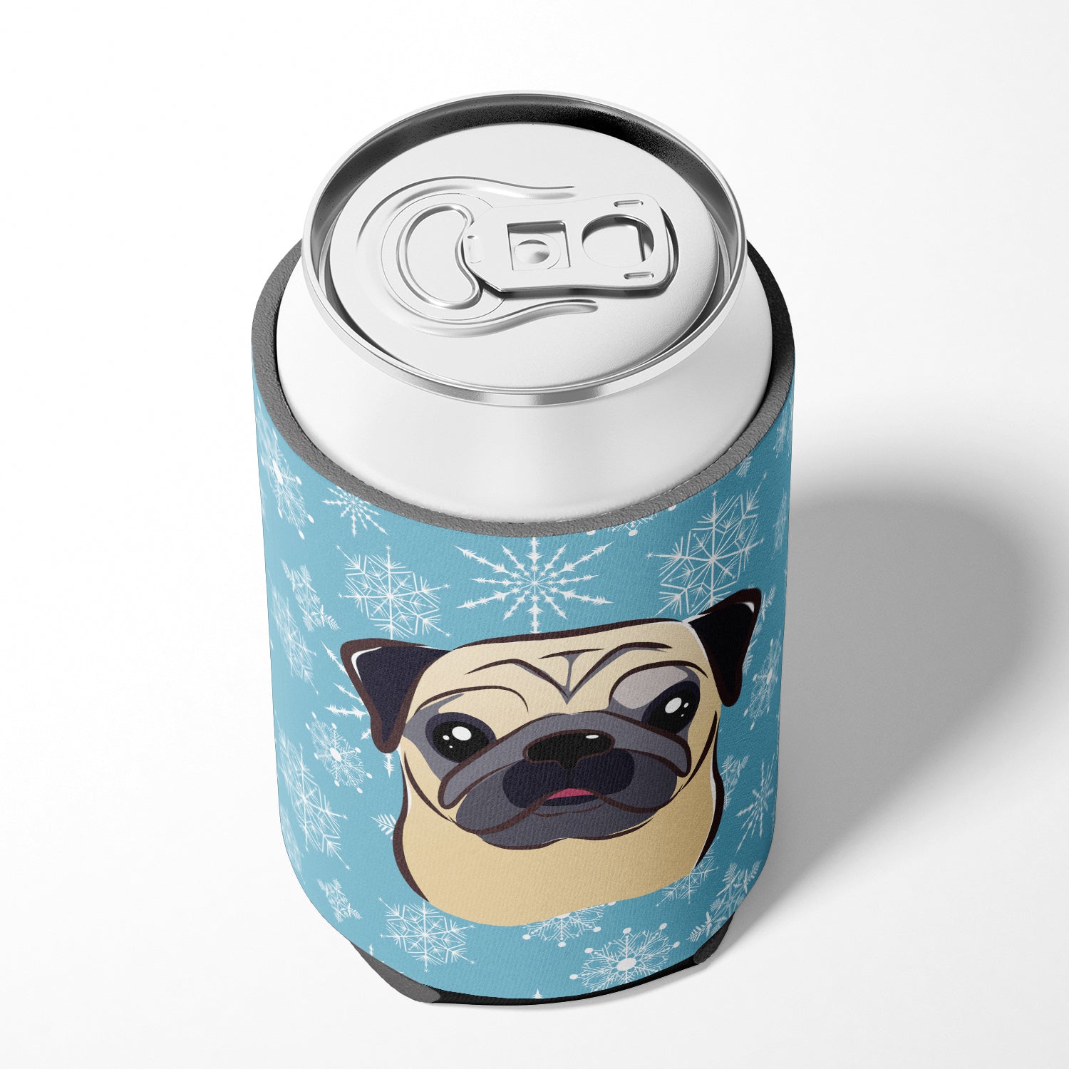 Snowflake Fawn Pug Can or Bottle Hugger BB1696CC