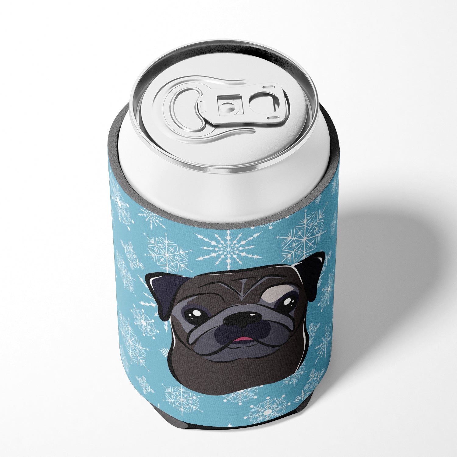 Snowflake Black Pug Can or Bottle Hugger BB1697CC.