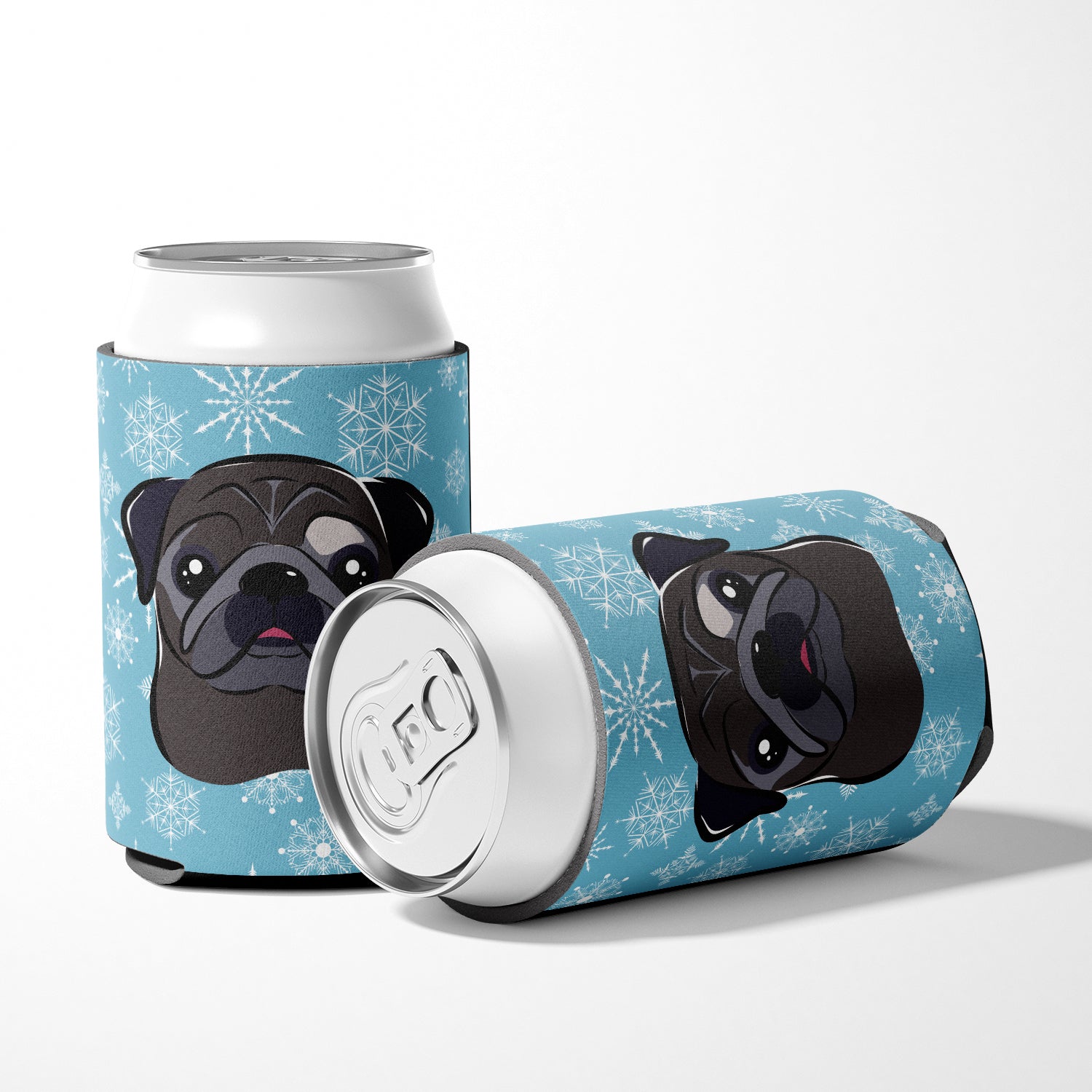 Snowflake Black Pug Can or Bottle Hugger BB1697CC