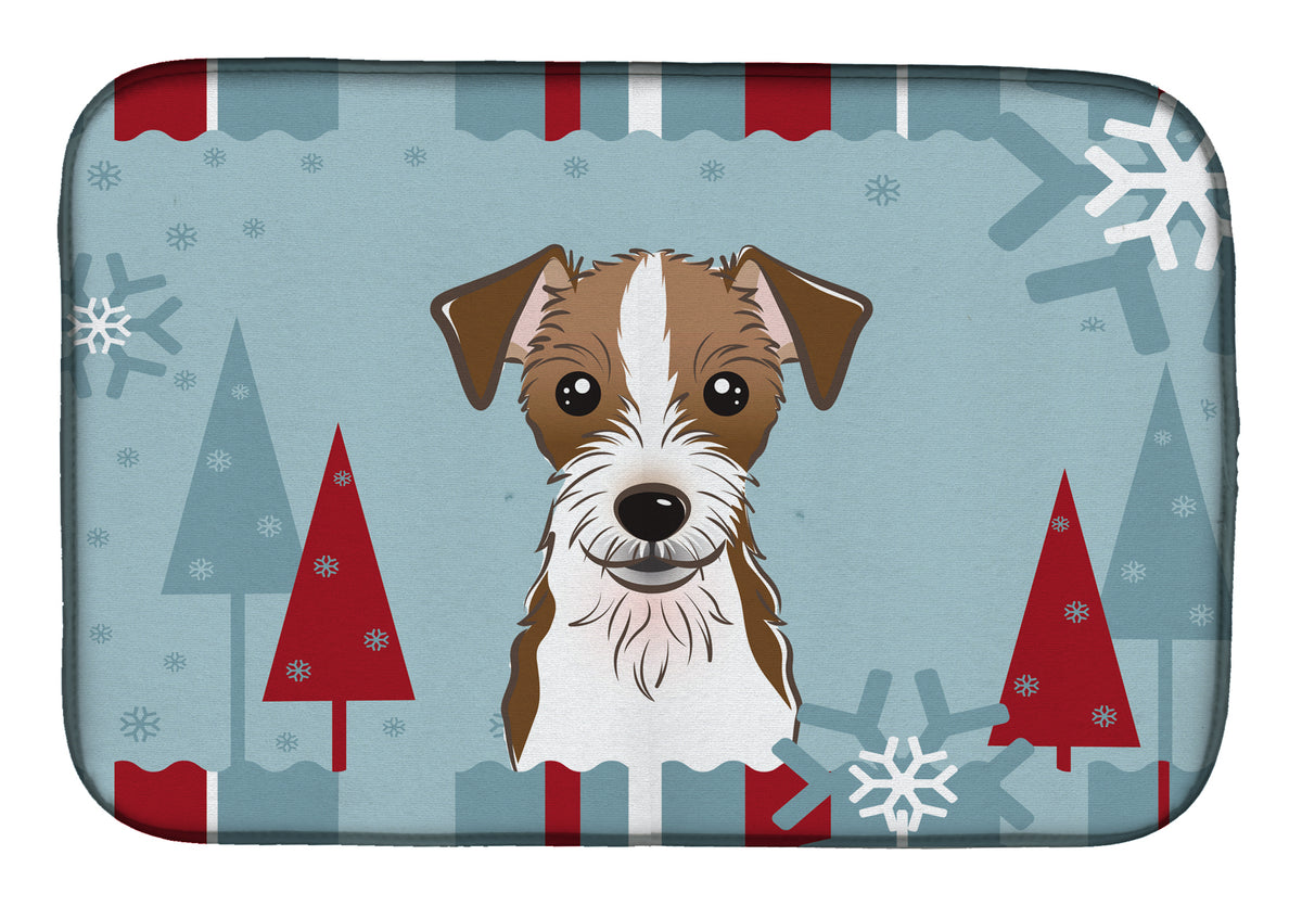 Winter Holiday Jack Russell Terrier Dish Drying Mat BB1698DDM