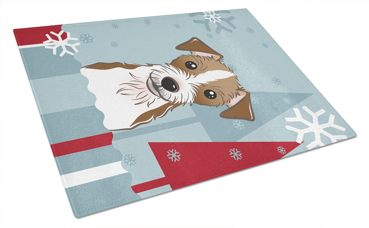Winter Holiday Jack Russell Terrier Glass Cutting Board Large BB1698LCB by Caroline&#39;s Treasures