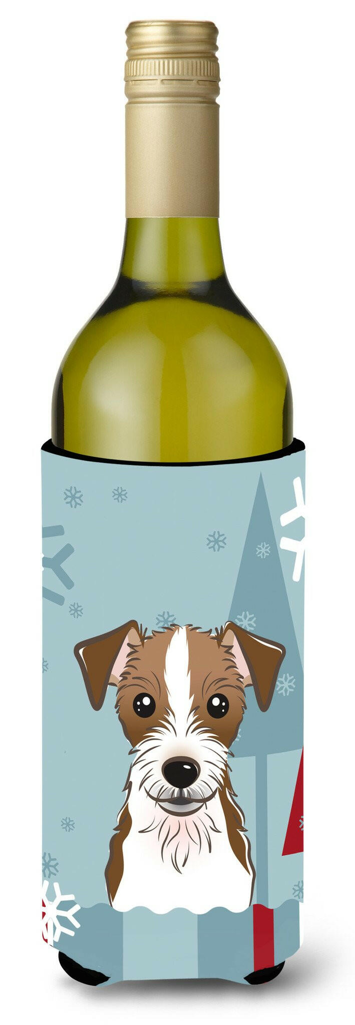 Winter Holiday Jack Russell Terrier Wine Bottle Beverage Insulator Hugger BB1698LITERK by Caroline&#39;s Treasures