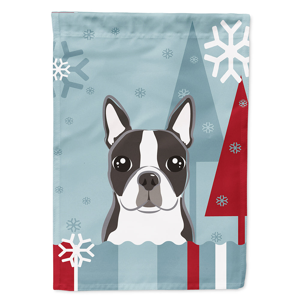 Winter Holiday Boston Terrier Flag Canvas House Size BB1699CHF  the-store.com.