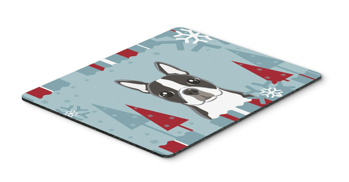 Winter Holiday Boston Terrier Mouse Pad, Hot Pad or Trivet BB1699MP by Caroline&#39;s Treasures