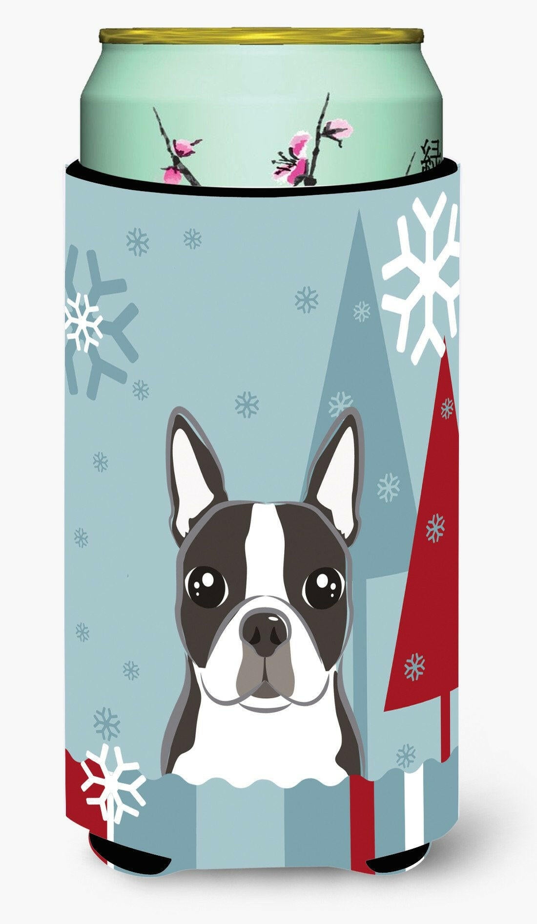 Winter Holiday Boston Terrier Tall Boy Beverage Insulator Hugger BB1699TBC by Caroline&#39;s Treasures