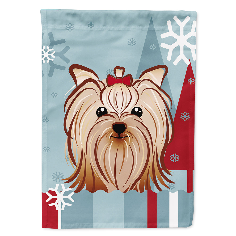 Winter Holiday Yorkie Yorkshire Terrier Flag Canvas House Size BB1700CHF