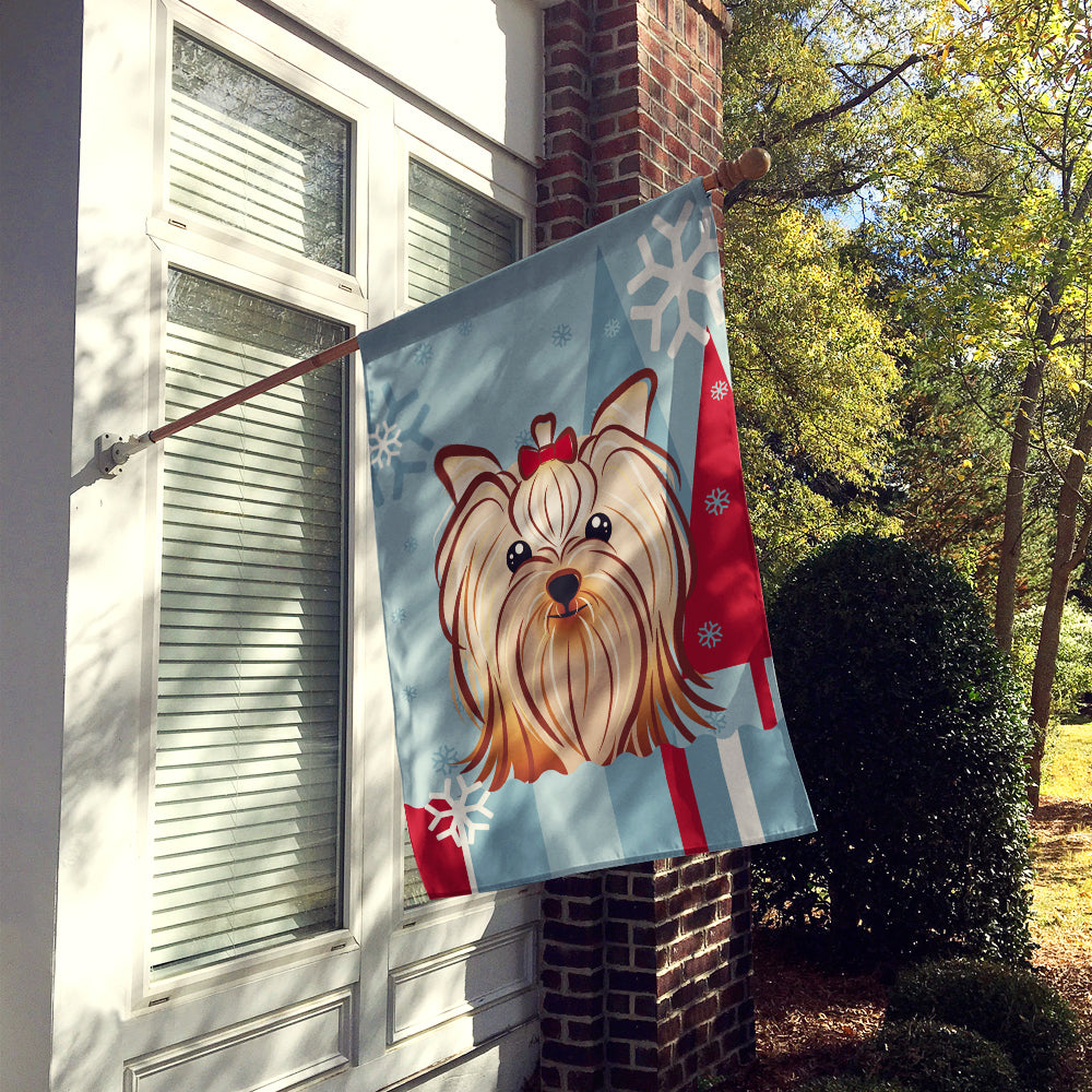 Winter Holiday Yorkie Yorkshire Terrier Flag Canvas House Size BB1700CHF  the-store.com.