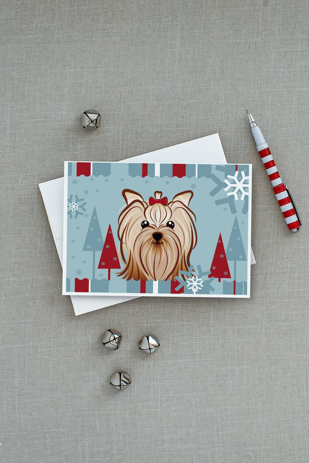 Winter Holiday Yorkie Yorkishire Terrier Greeting Cards and Envelopes Pack of 8 - the-store.com