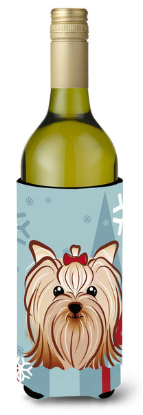 Winter Holiday Yorkie Yorkshire Terrier Wine Bottle Beverage Insulator Hugger BB1700LITERK by Caroline's Treasures
