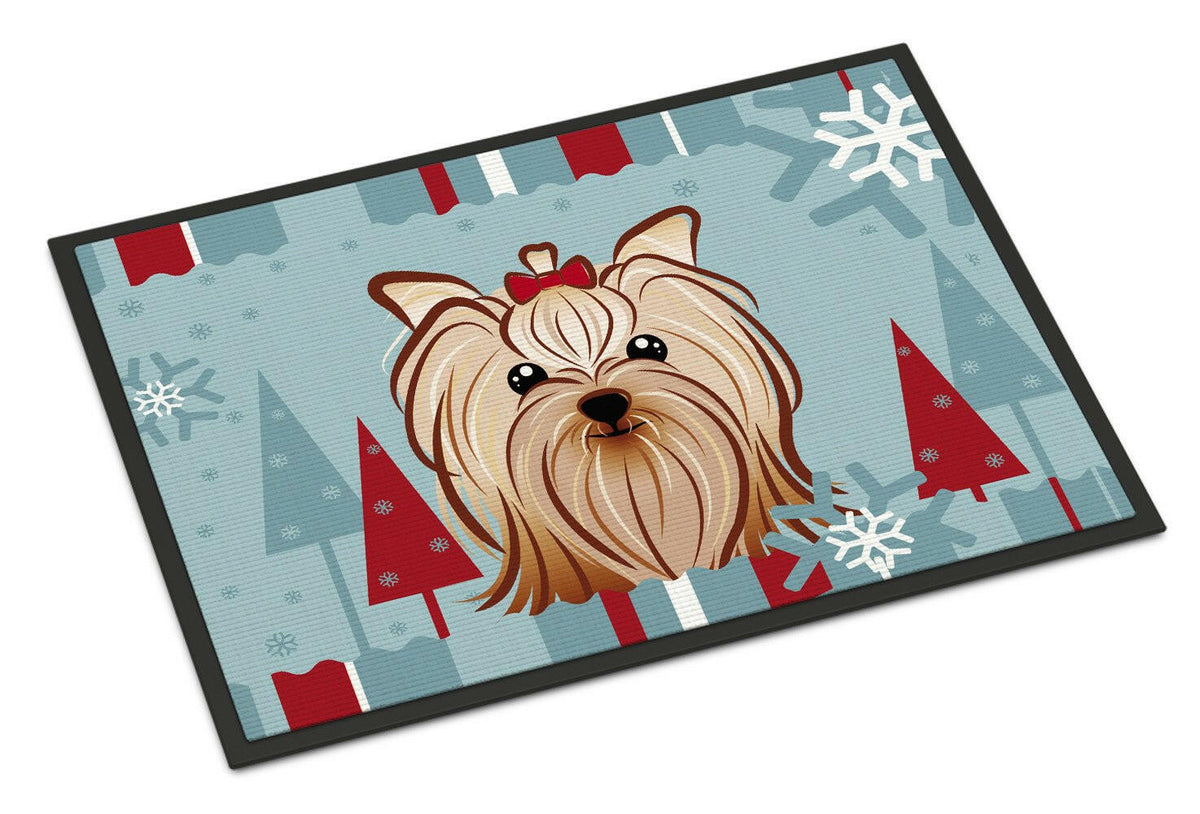 Winter Holiday Yorkie Yorkshire Terrier Indoor or Outdoor Mat 18x27 BB1700MAT - the-store.com