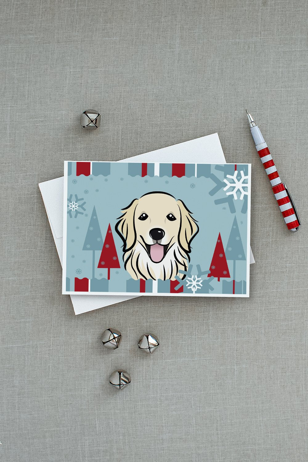Winter Holiday Golden Retriever Greeting Cards and Envelopes Pack of 8 - the-store.com