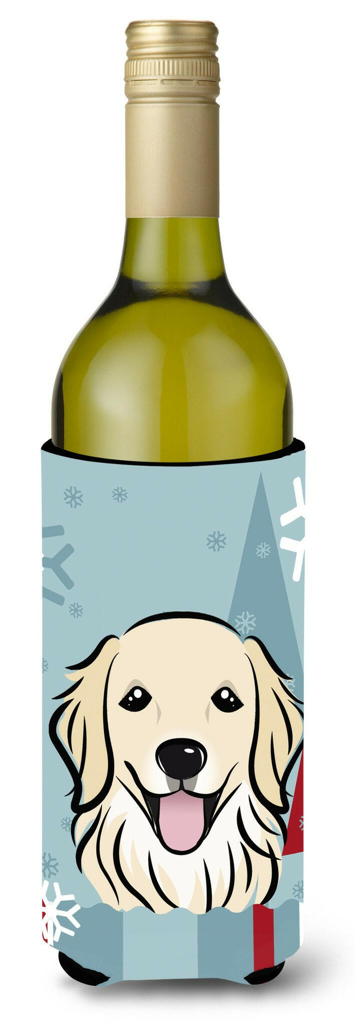 Winter Holiday Golden Retriever Wine Bottle Beverage Insulator Hugger BB1701LITERK by Caroline&#39;s Treasures