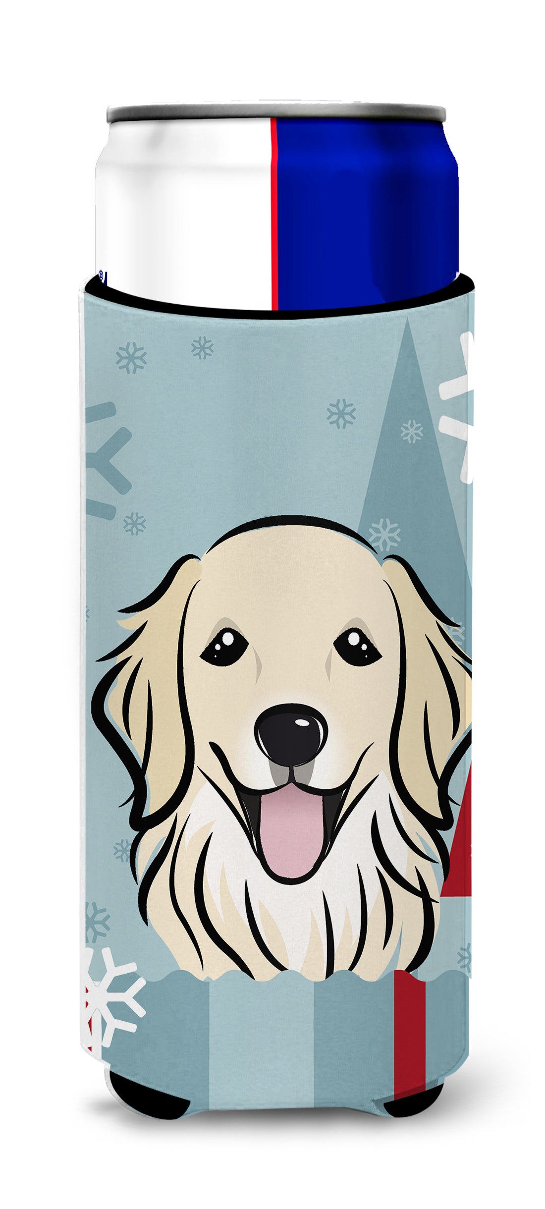 Winter Holiday Golden Retriever Ultra Beverage Insulators for slim cans BB1701MUK  the-store.com.