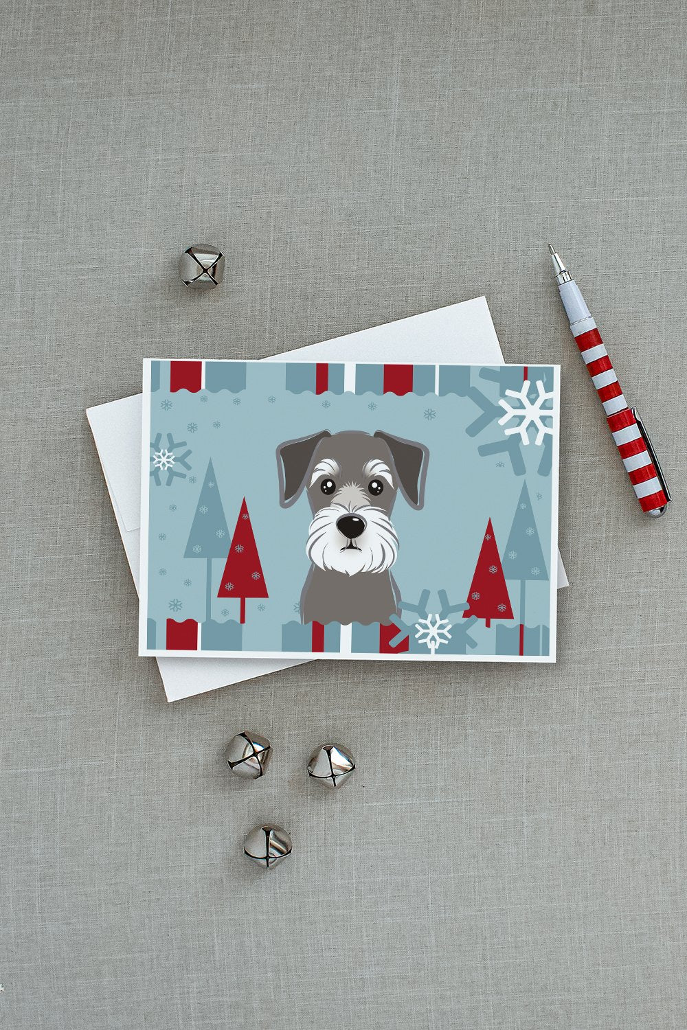 Winter Holiday Schnauzer Greeting Cards and Envelopes Pack of 8 - the-store.com
