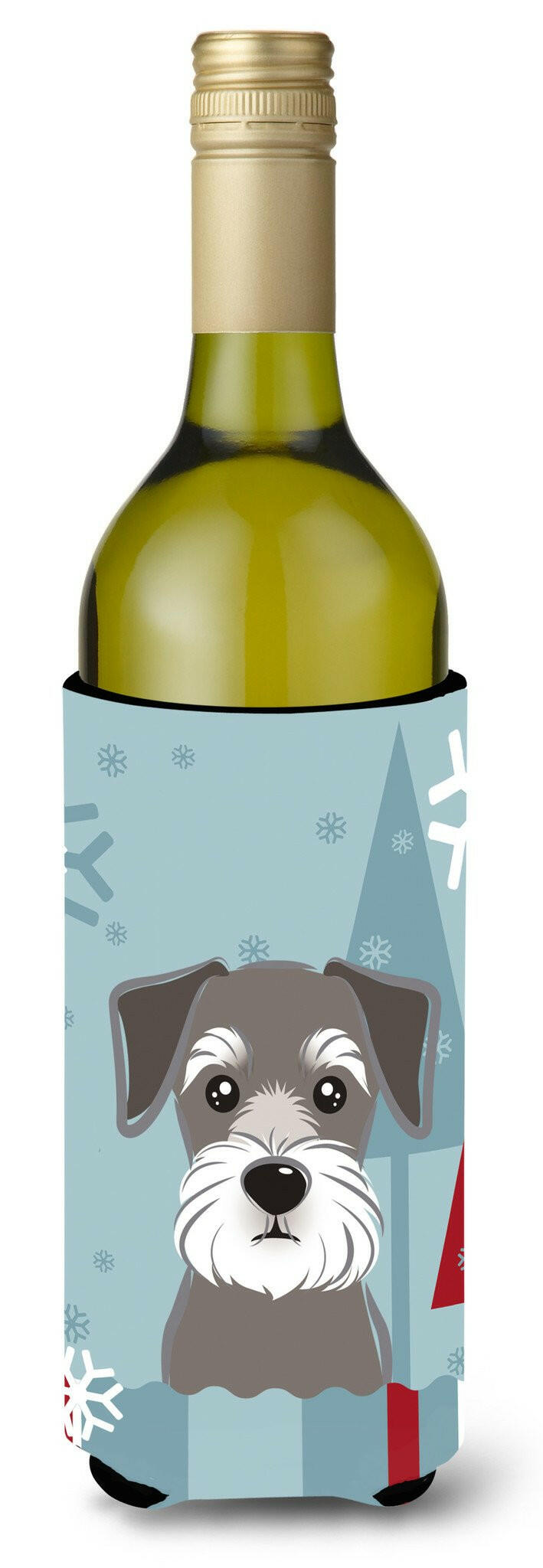 Winter Holiday Schnauzer Wine Bottle Beverage Insulator Hugger BB1702LITERK by Caroline&#39;s Treasures