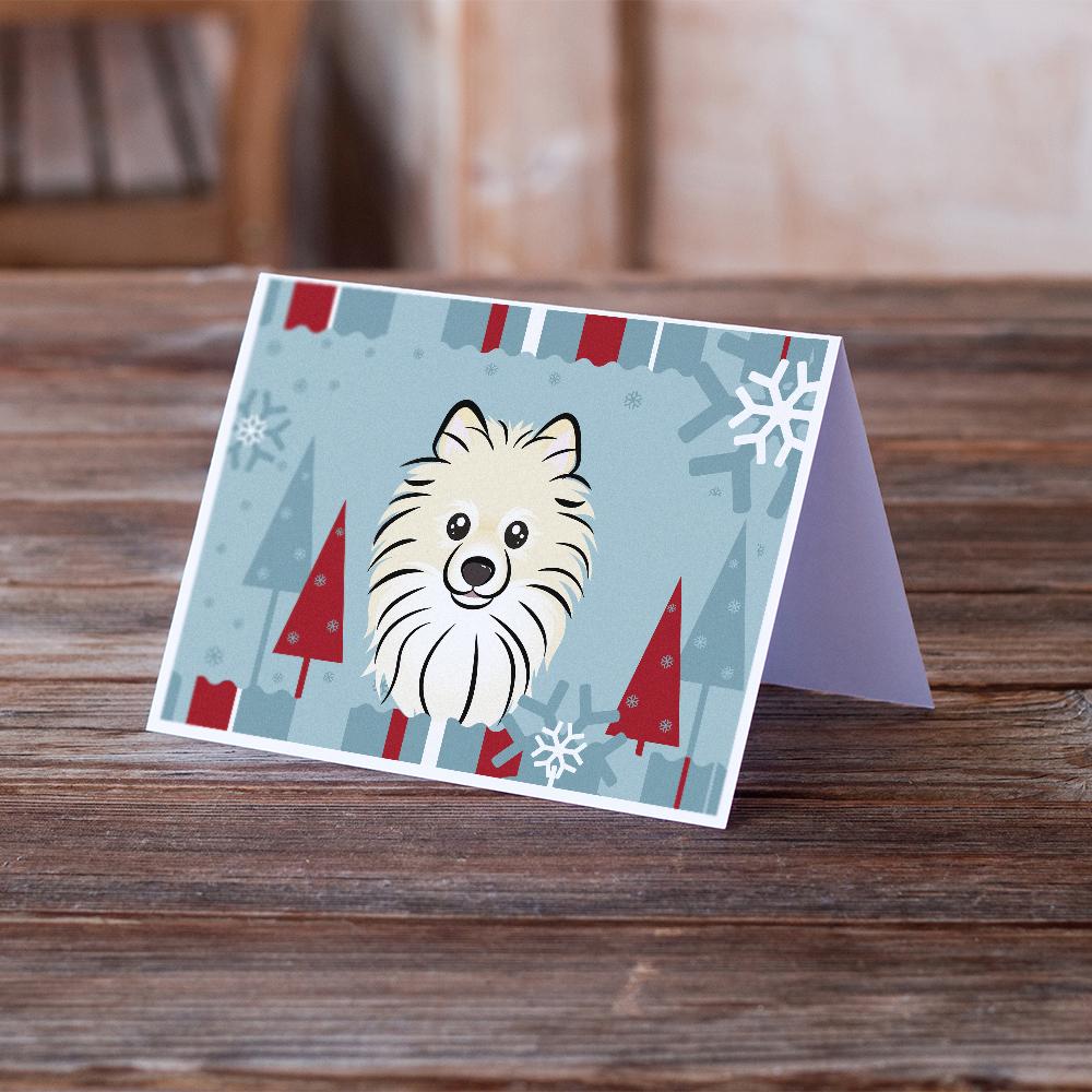 Winter Holiday Pomeranian Greeting Cards and Envelopes Pack of 8 - the-store.com