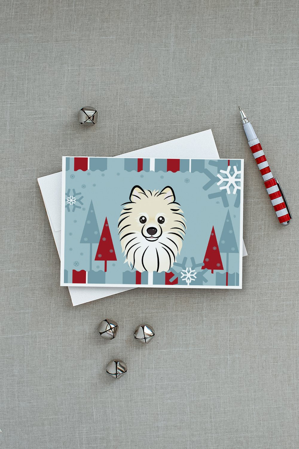 Winter Holiday Pomeranian Greeting Cards and Envelopes Pack of 8 - the-store.com