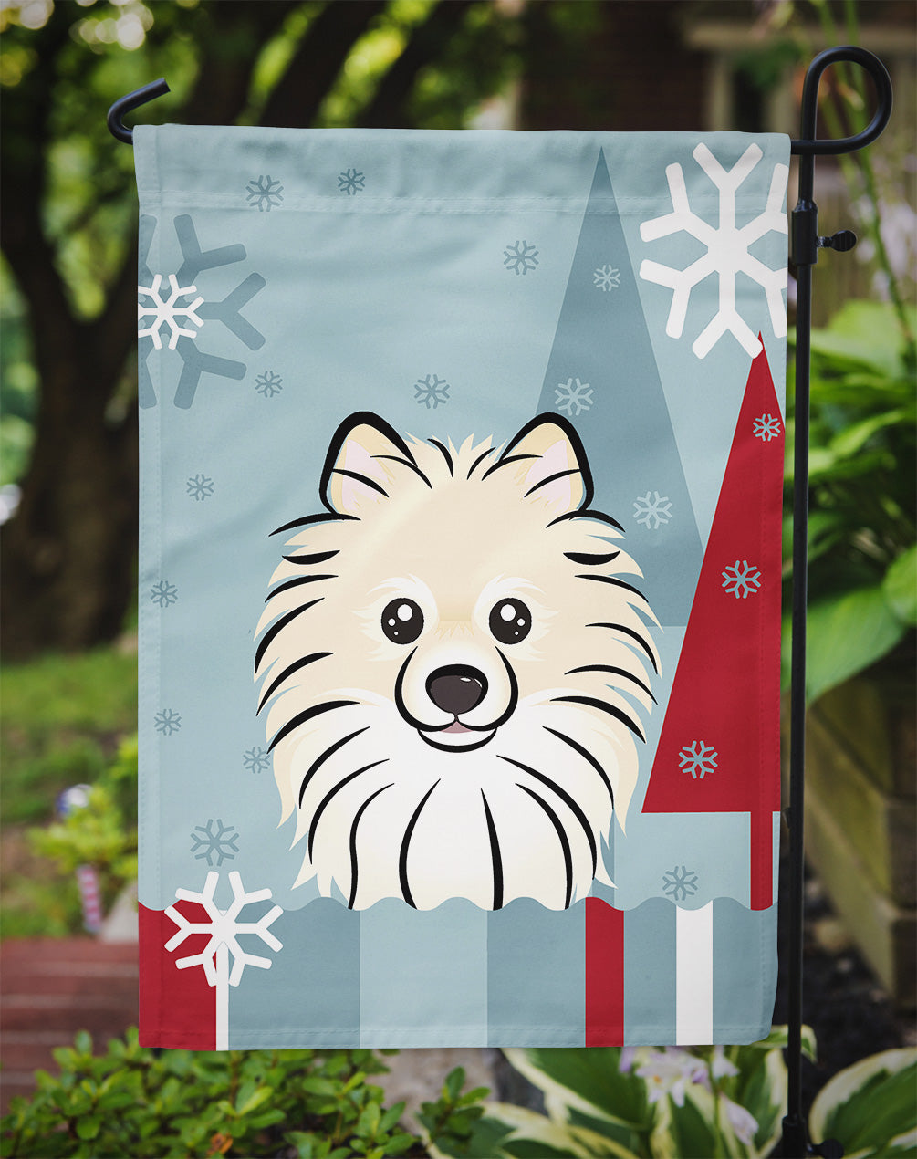 Winter Holiday Pomeranian Flag Garden Size BB1703GF.