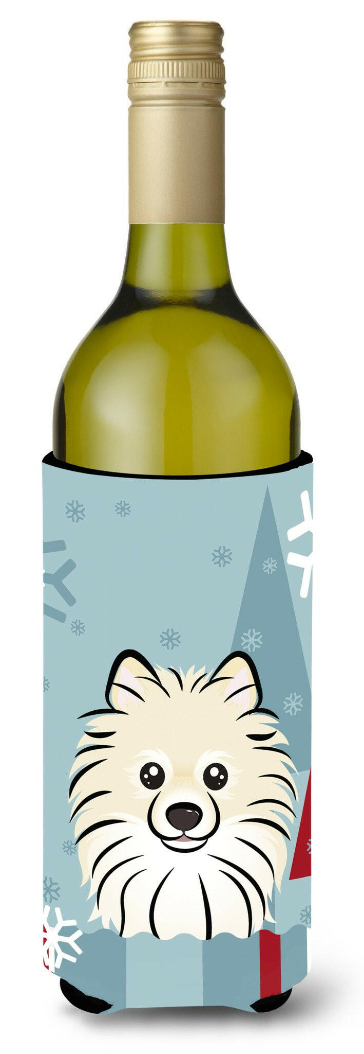 Winter Holiday Pomeranian Wine Bottle Beverage Insulator Hugger BB1703LITERK by Caroline&#39;s Treasures
