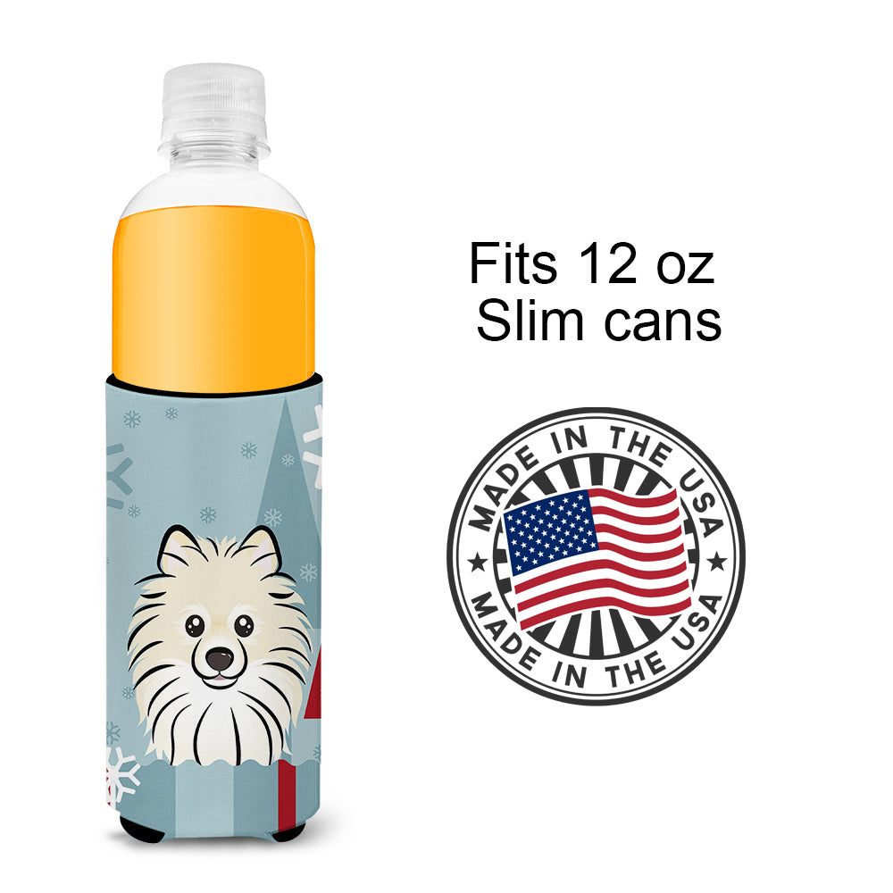 Winter Holiday Pomeranian Ultra Beverage Insulators for slim cans BB1703MUK  the-store.com.