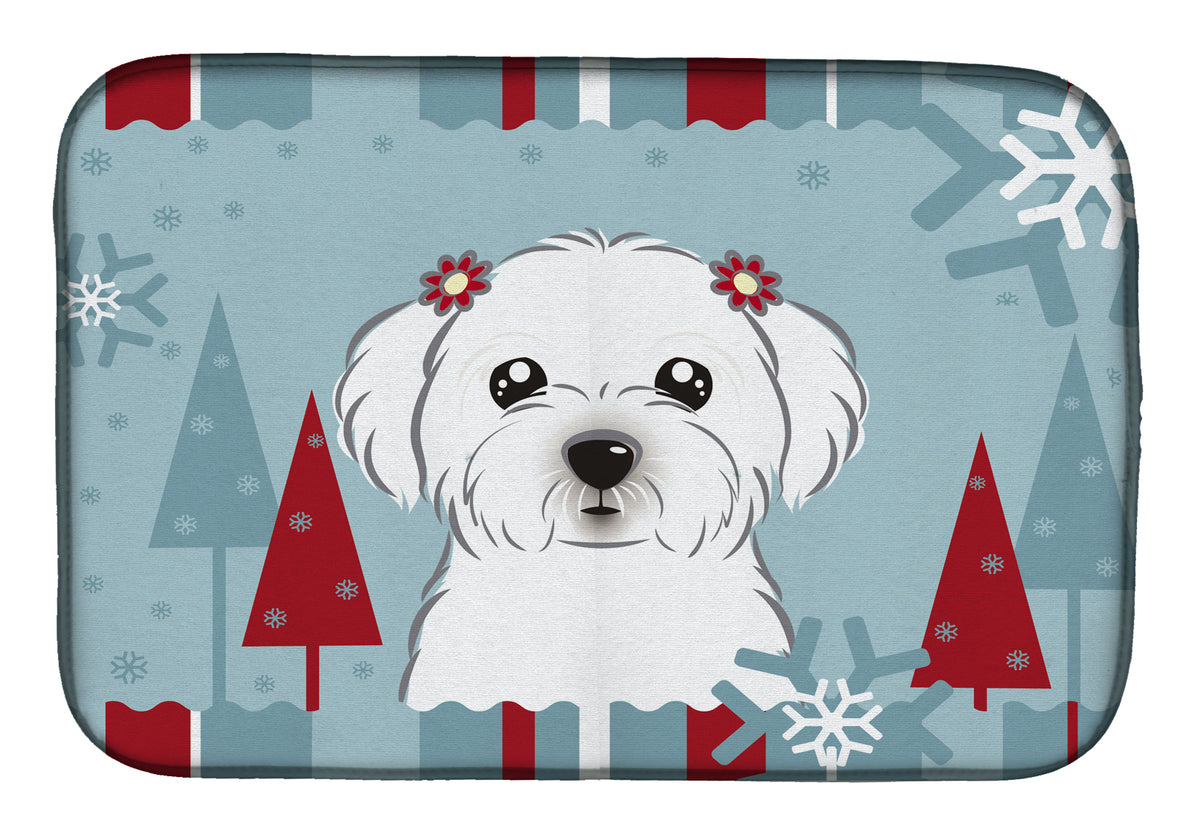 Winter Holiday Maltese Dish Drying Mat BB1704DDM  the-store.com.