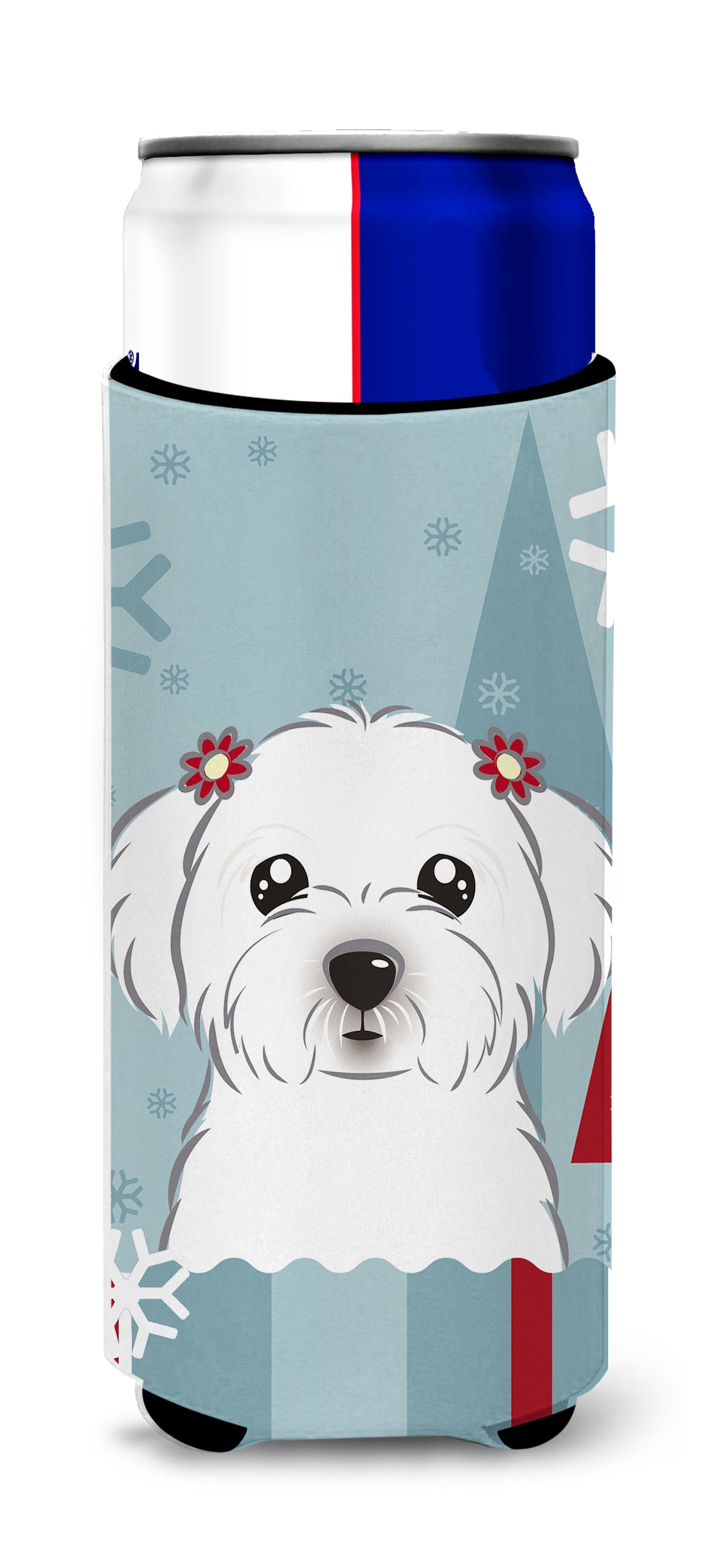 Winter Holiday Maltese Ultra Beverage Insulators for slim cans BB1704MUK  the-store.com.