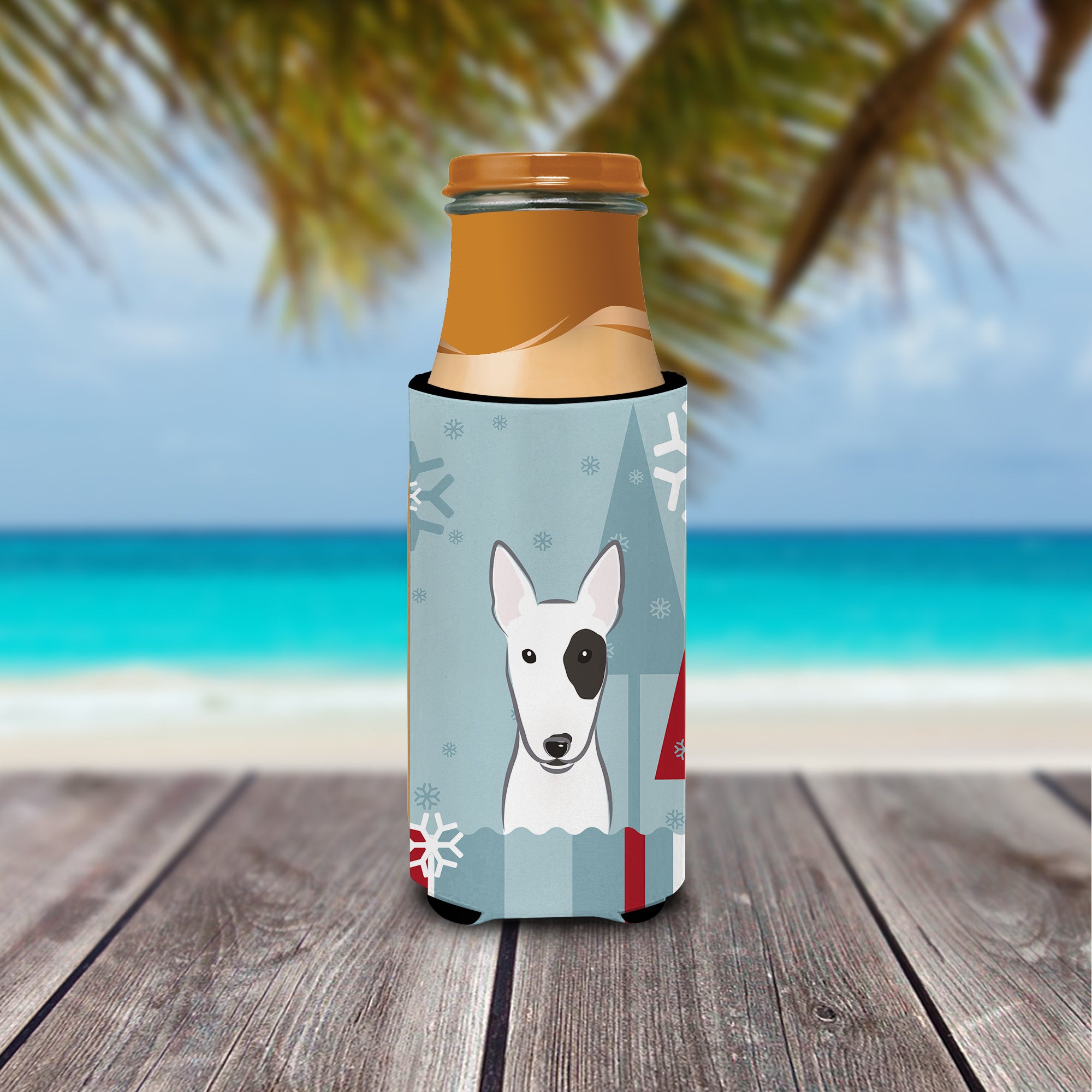 Winter Holiday Bull Terrier Ultra Beverage Insulators for slim cans BB1705MUK  the-store.com.
