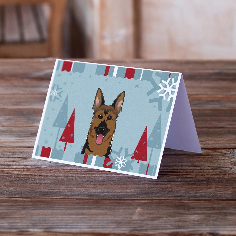 Winter Holiday German Shepherd Greeting Cards and Envelopes Pack of 8 - the-store.com