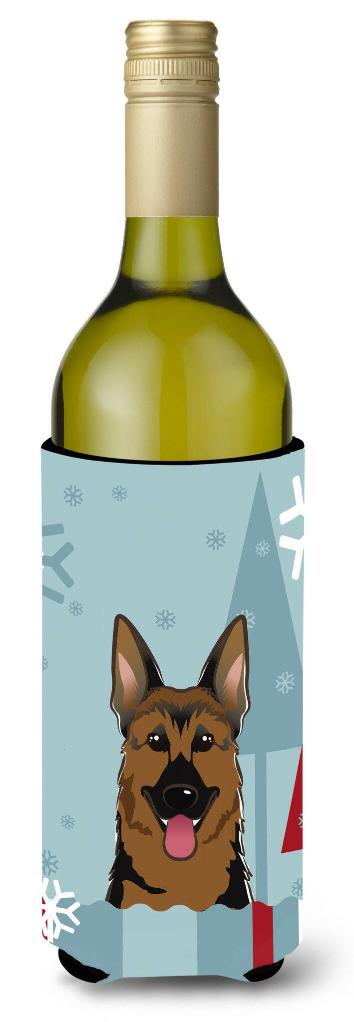 Winter Holiday German Shepherd Wine Bottle Beverage Insulator Hugger BB1707LITERK by Caroline&#39;s Treasures