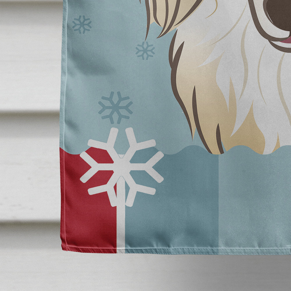 Winter Holiday Longhair Creme Dachshund Flag Canvas House Size BB1708CHF