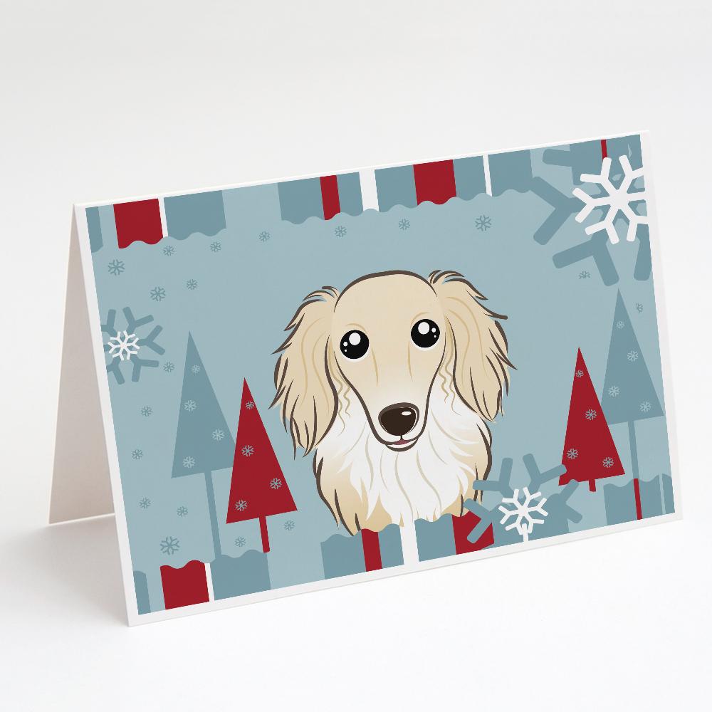 Buy this Winter Holiday Longhair Creme Dachshund Greeting Cards and Envelopes Pack of 8