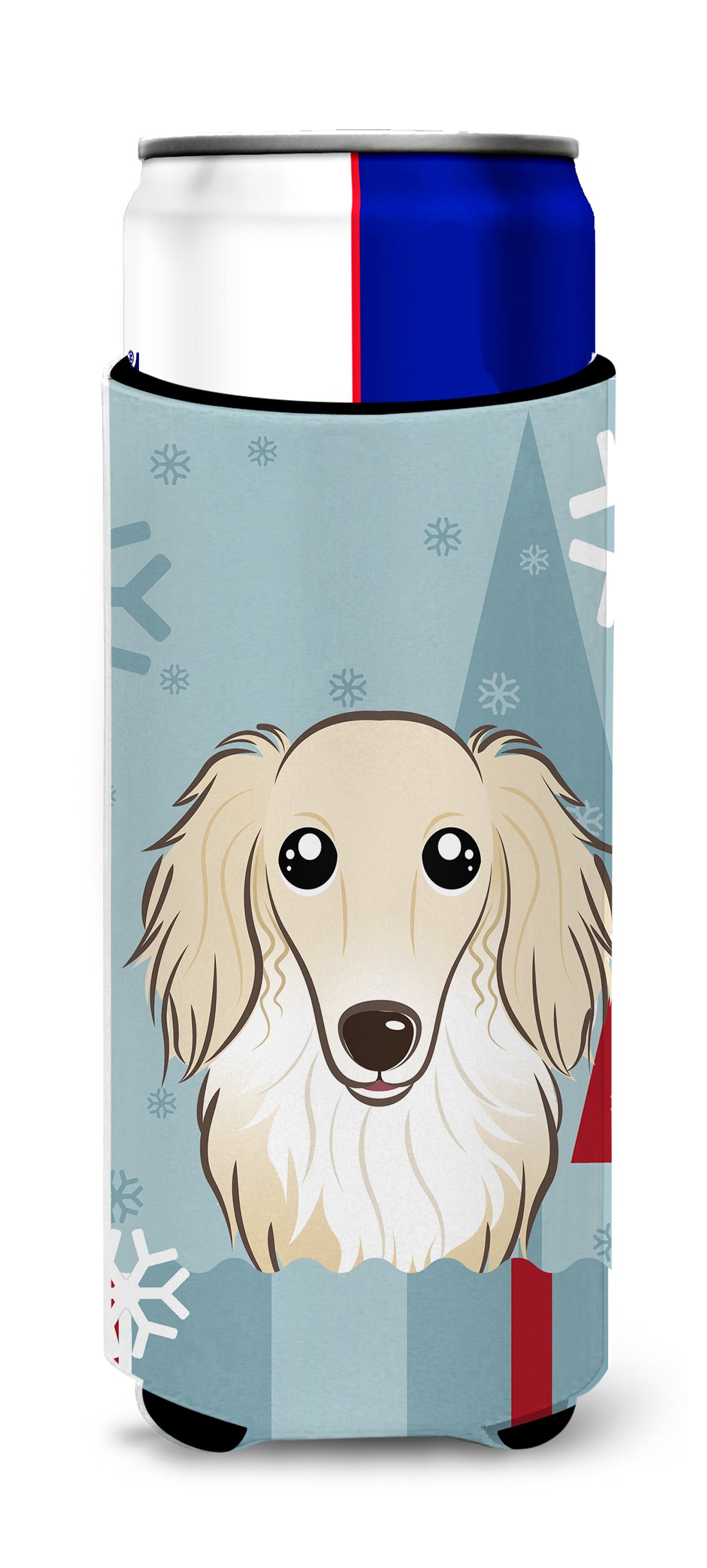 Winter Holiday Longhair Creme Dachshund Ultra Beverage Insulators for slim cans BB1708MUK  the-store.com.
