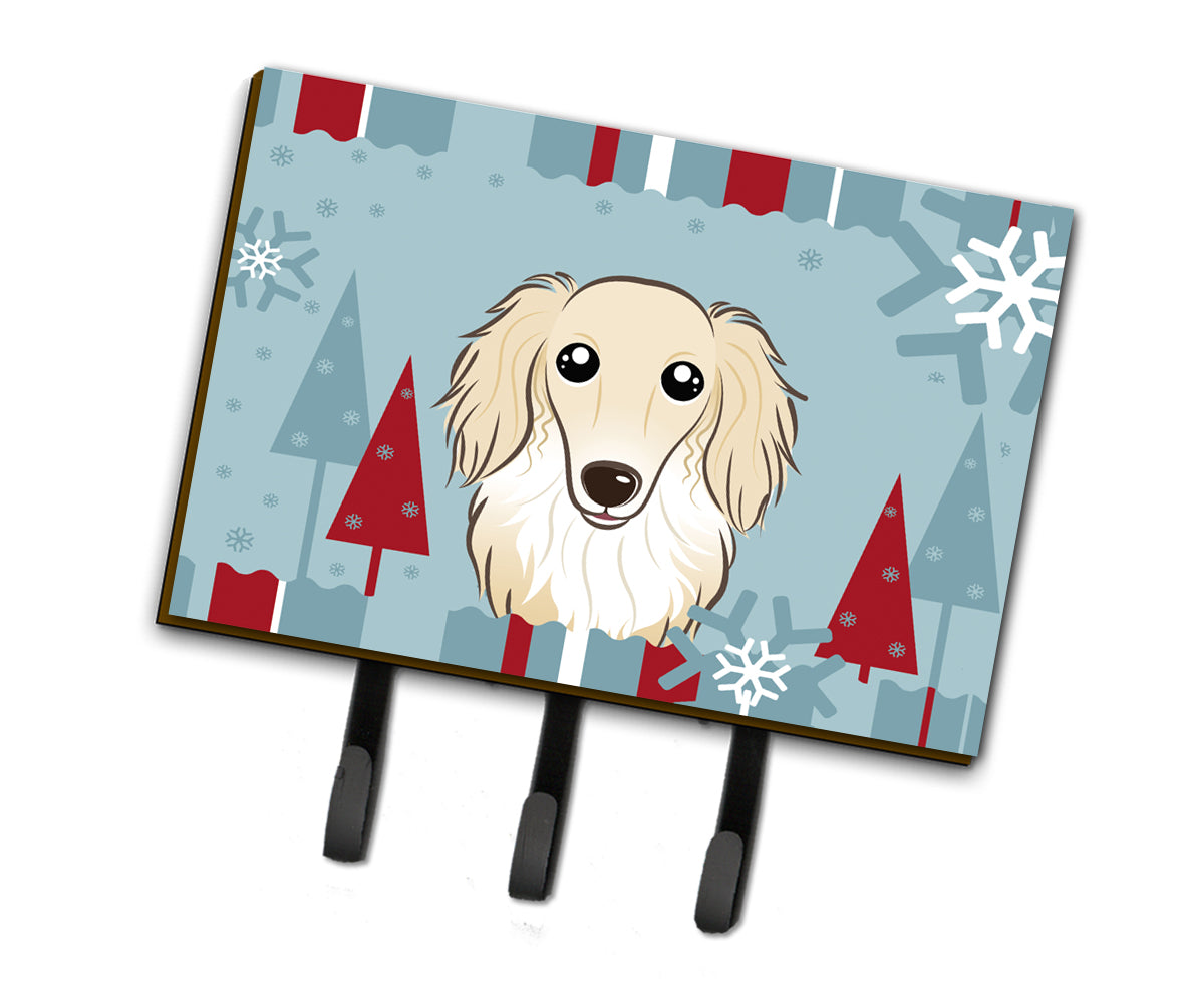 Winter Holiday Longhair Creme Dachshund Leash or Key Holder BB1708TH68  the-store.com.