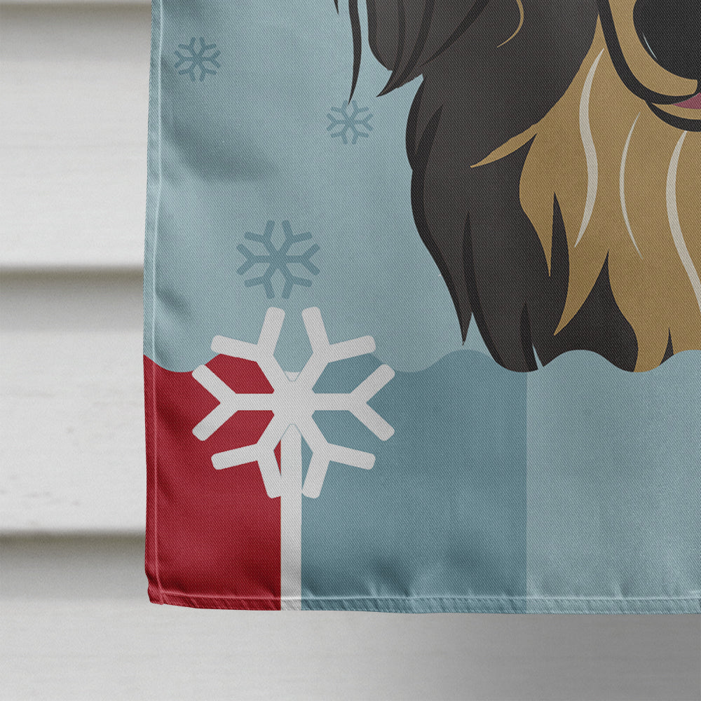 Winter Holiday Longhair Black and Tan Dachshund Flag Canvas House Size BB1709CHF  the-store.com.